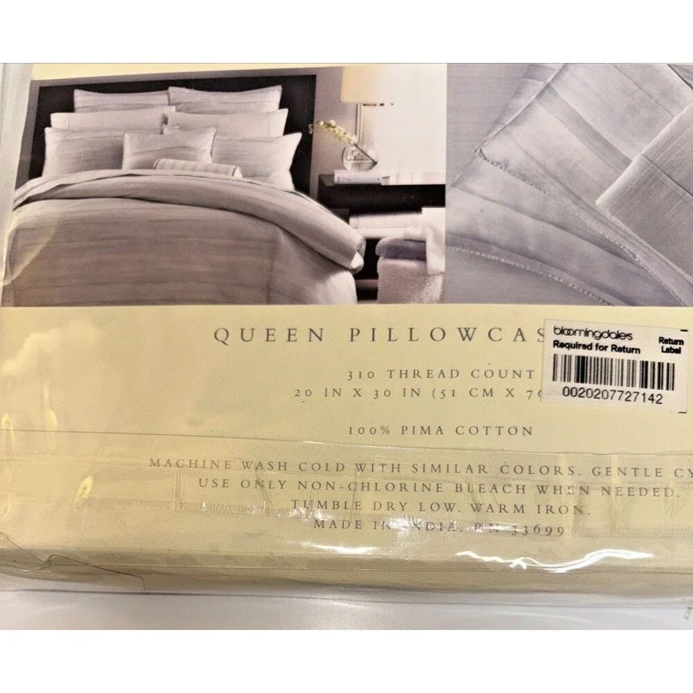 Barbara Barry Watertint Blue Wave Queen Pillow Cases 310 Thread Count NWT $87.50